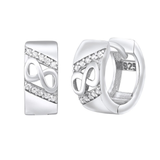 Stříbrné náušnice kruhy INFINITY se zirkony