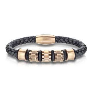 Kožený náramek s chirurgickou ocelí rosegold      SLQ-1010