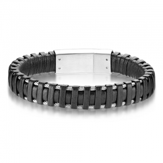 Kožený náramek s chirurgickou ocelí SLQ-1015S