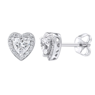 SILVEGO stříbrné náušnice srdce se Swarovski® Zirconia