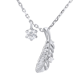 SILVEGO stříbrný náhrdelník s pírkem se Swarovski® Zirconia