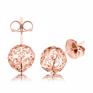 Růžově zlacené stříbrné náušnice Andělské zvonky ERE-ER1-STR