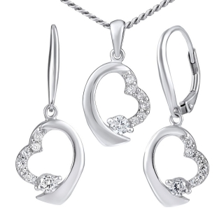 Oblíbený stříbrný set Srdce se zirkony - JJJS0154