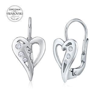 SILVEGO stříbrné náušnice SRDCE se Swarovski® Zirconia