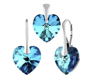 Stříbrný set SRDCE 14mm vyroben s CRYSTALLIZED™ – Swarovski Elements - Bermuda B