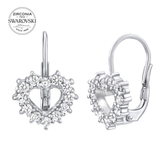 SILVEGO stříbrné náušnice srdíčka se Swarovski Zirconia
