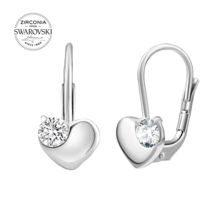 SILVEGO stříbrné náušnice srdce s přírodním čirým Swarovski Zirconia