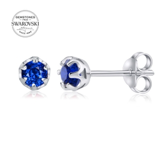 Stříbrné náušnice pecky SILVEGO s přírodním modrým topazem Swarovski Gemstones