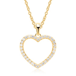 Stříbrný náhrdelník UNIQUE Heart Gold