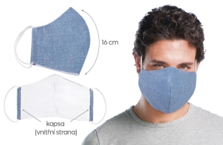 Ústní rouška bavlněná na gumičku s vnitřní kapsou