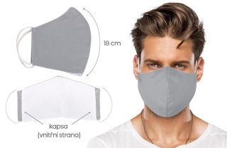 Ústní rouška bavlněná na gumičku s vnitřní kapsou