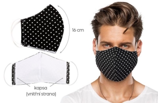 Ústní rouška bavlněná na gumičku s vnitřní kapsou