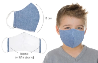 Ústní rouška dětská , bavlněná na gumičku s vnitřní kapsou