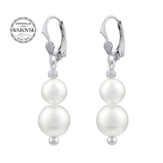 Stříbrné náušnice SILVEGO s bílou Swarovski® Perlou