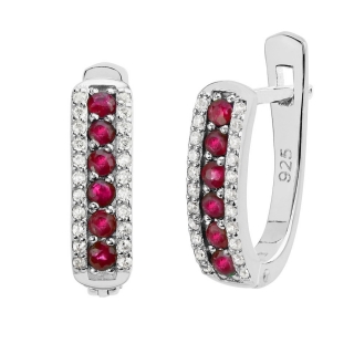Stříbrné náušnice se syntetickým Rubínem