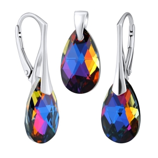 SILVEGO stříbrný set se Swarovski® Crystals kapka VOLCANO  LSW189s 