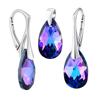 SILVEGO stříbrný set se Swarovski® Crystals kapka HELIOTROPE  LSW188s