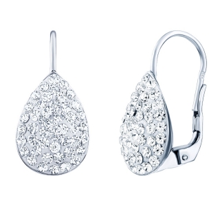 Stříbrné náušnice kapky se Swarovski® Crystals čiré SILVEGOB36019w