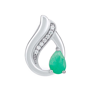 SILVEGO stříbrný přívěsek Noiva s přírodním smaragdem a Brilliance zirconia FWP15711ER