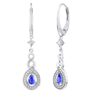 SILVEGO Luxusní stříbrné náušnice Nelope s pravým tanzanitem a Brilliance Zirconia FWE18412TNZ