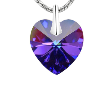 Silvego stříbrný přívěsek Srdce 14mm Heliotrope se Swarovski® Crystals LSW007P