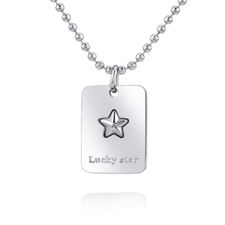 Přívěsek s řetízkem z chirurgické oceli - LUCKY STAR  KMM116767