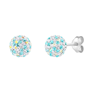 Stříbrné náušnice pecky Odette kuličky 8 mm se Swarovski® Crystals tyrkysová dámské i dětské 