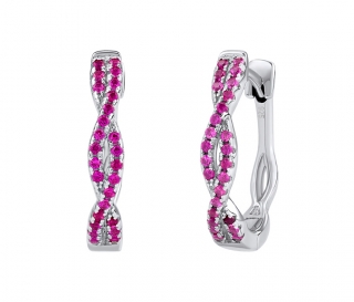 Stříbrné náušnice kruhy s růžovými zirkony