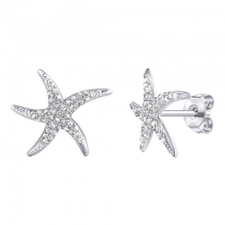 Stříbrné náušnice mořské hvězdice Astra s čirými Brilliance Zirconia  MW03443E
