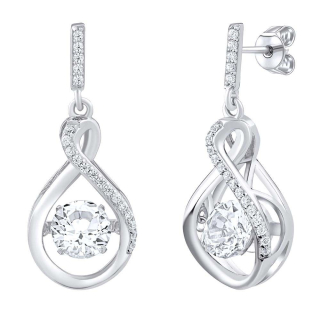 Stříbrné visací náušnice Amalea s tančícím bílým topazem a Brilliance Zirconia MW13380EWT