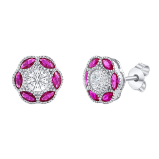 Stříbrné náušnice pecky květinky Serena s Brilliance Zirconia dámské i dětské MW02791E