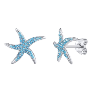 Stříbrné ánušnice mořské hvězdice Astra s Brilliance Zirconia MW03443EB 