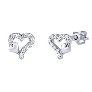 Stříbrné náušnice srdce Aimy s Brilliance Zirconia PRGPYE0036ES