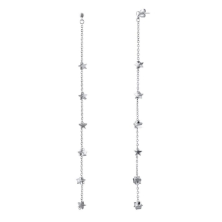 Stříbrné řetízkové náušnice Mikkey s hvězdičkami 13 cm JJJ1661E 