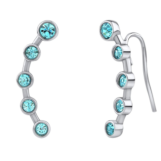 Stříbrné náušnice MIAMI s modrými Swarovski Crystals pro nošení podél boltce ZT62755ELB