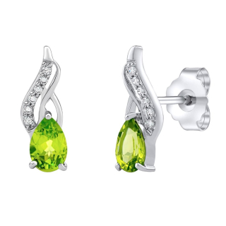 Stříbrné náušnice Lotty s přírodním zeleným olivínem a Brilliance Zirconia FW15429E