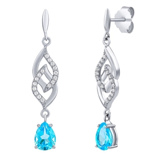 Stříbrné náušnice Holly s přírodním světle modrým topazem a Brilliance Zirconia FW15432ETSB 