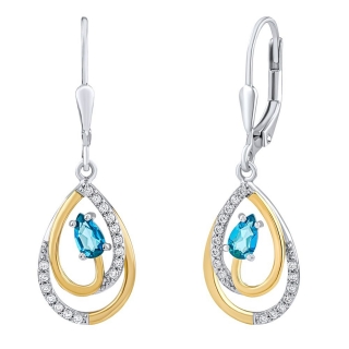 Stříbrné náušnice Heather s přírodním tmavě modrým topazem a Brilliance Zirconia FW13505ETLB