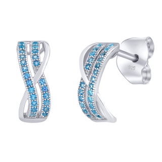 Stříbrné náušnice AMABEL s modrými Brilliance Zirconia  JJJE0461LB