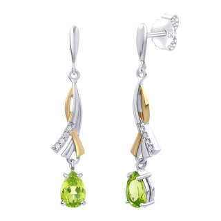 Stříbrné / pozlacené náušnice Wendy s pravým olivínem a Brilliance Zirconia  FW15423EP