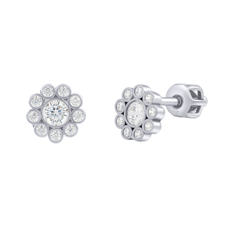 Stříbrné náušnice pecky květinky Celeste s Brilliance Zirconia - dámské i dětské SILVEGOB70347BDSW 