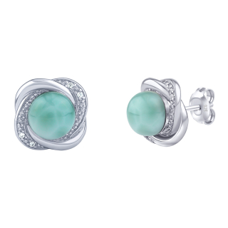 Stříbrné náušnice Ariel s přírodním larimarem a Brilliance Zirconia JSTE14738LR 