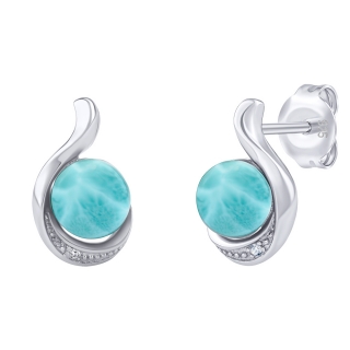 Stříbrné náušnice Geonna s přírodním larimarem a Brilliance Zirconia JSTE14627LR  