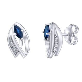 Stříbrné náušnice Isla s pravým safírem a čirými Brilliance Zirconia FWE15688BS