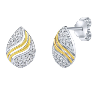 Stříbrné náušnice kapky Donna s čirými Brilliance Zirconia částečně pozlacené FWE14217 