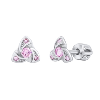 Stříbrné náušnice AVA s růžovými Brilliance Zirconia dámské i dětské  SILVEGOB70497BDSP