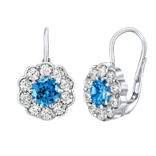 Stříbrné náušnice s modrými Swarovski Zirkony SILVEGO31826B 