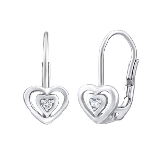 Stříbrné náušnice srdíčka se Swarovski Zirconia SILVEGO70536Z