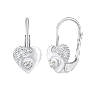 Stříbrné náušnice srdce s čirými Brilliance Zirconia  SILVEGO70205W