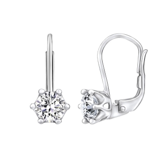Stříbrné náušnice ve tvaru korunky se Swarovski Zirconia  SILVEGO31898s